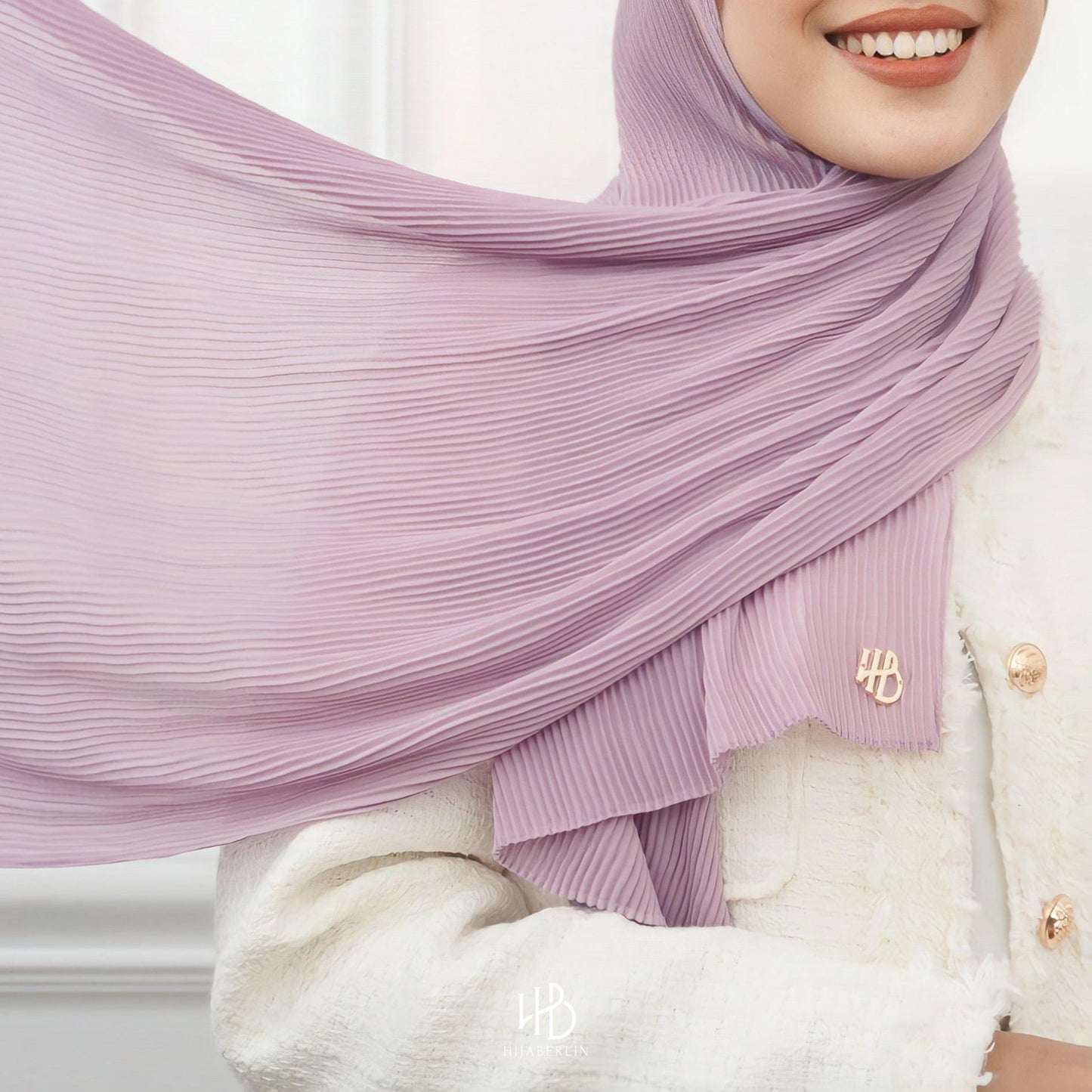Ayesha Pleats Shawl Hijaberlin - Lavender