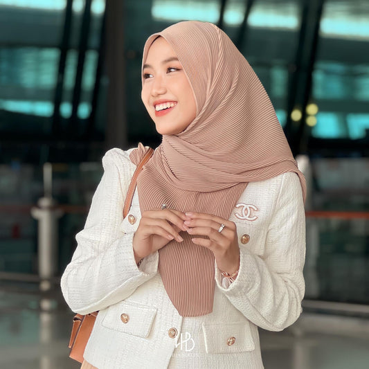 Ayesha Pleats Shawl Hijaberlin - Mocha