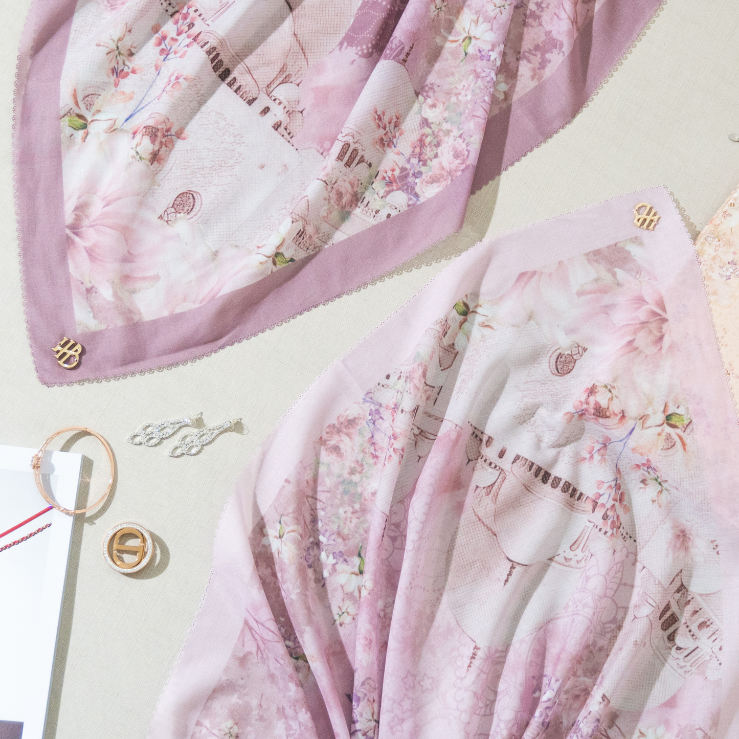 Fiore Scarf Hijaberlin - Rosa