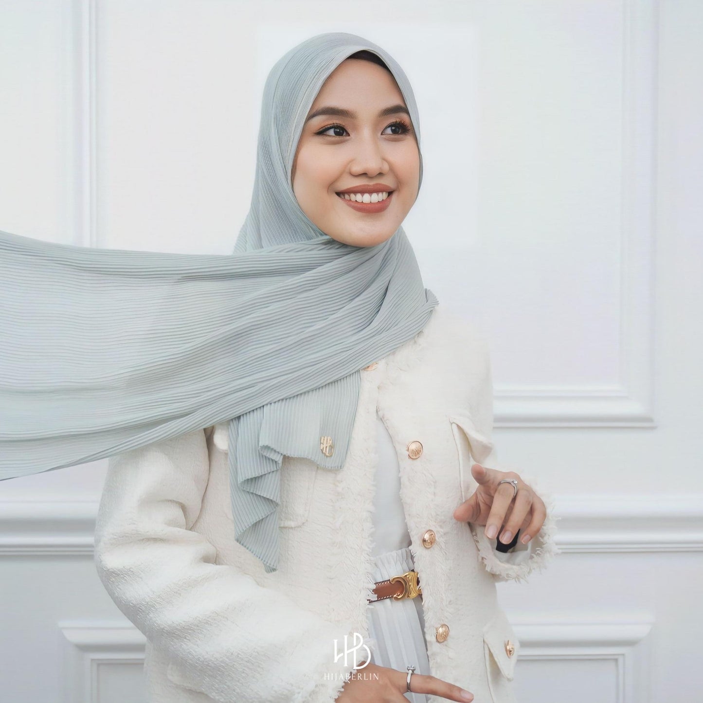 Ayesha Pleats Shawl Hijaberlin - Mint
