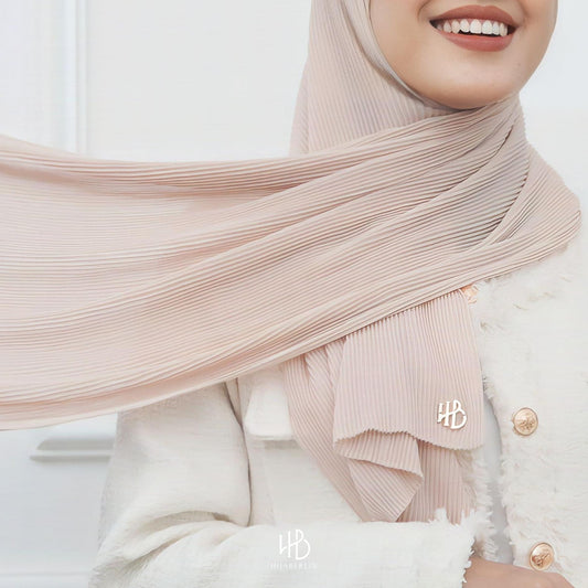Ayesha Pleats Shawl Hijaberlin - Creamy