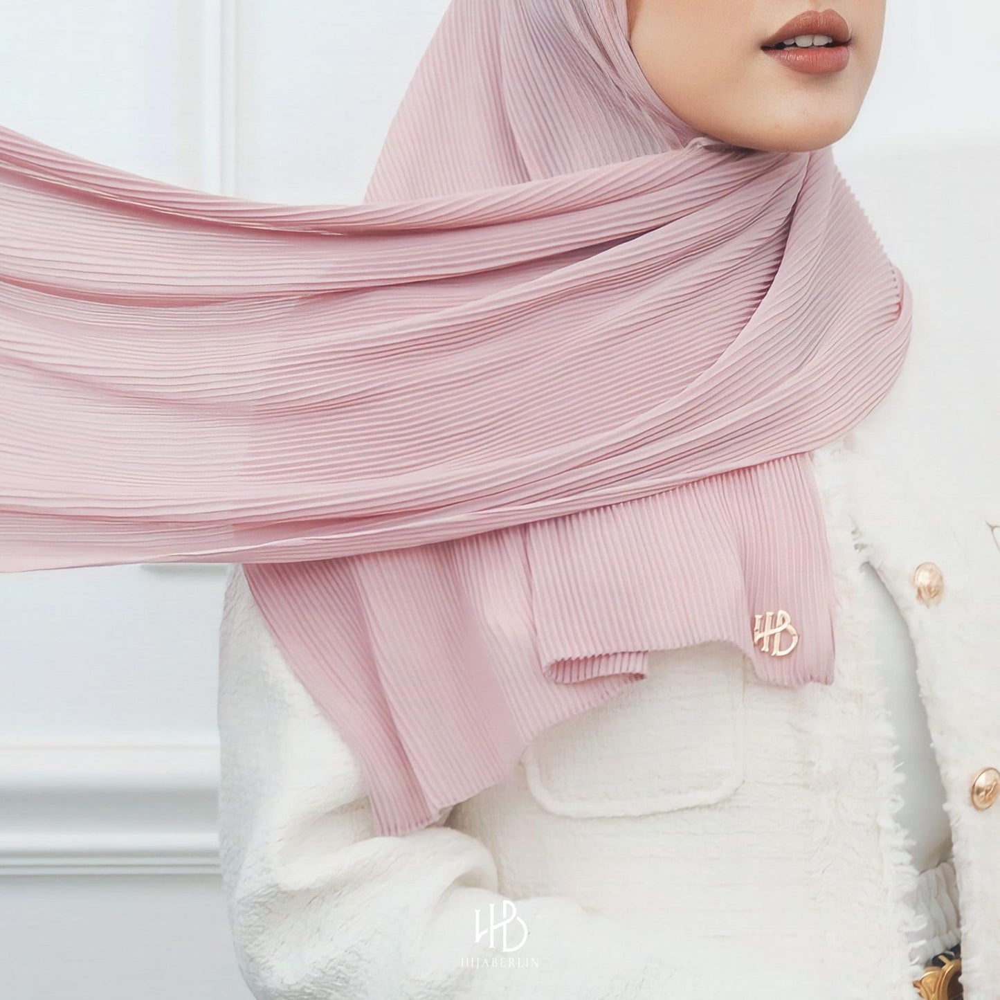 Ayesha Pleats Shawl Hijaberlin - Blush