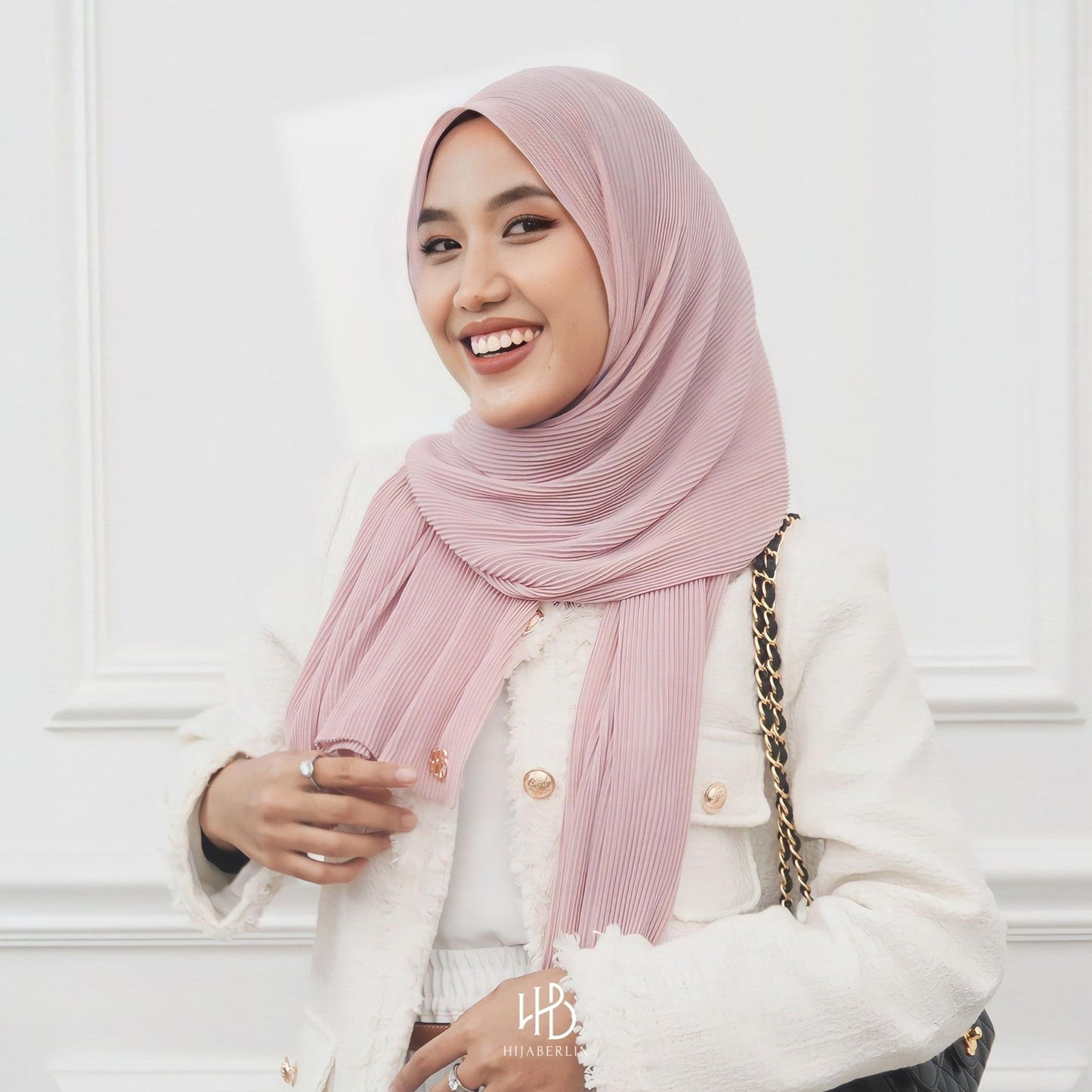 Ayesha Pleats Shawl Hijaberlin - Blush