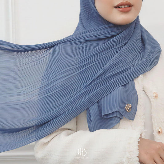 Ayesha Pleats Shawl Hijaberlin - Cornflower