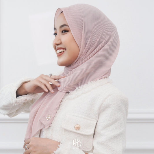 Ayesha Pleats Shawl Hijaberlin - Baby Pink