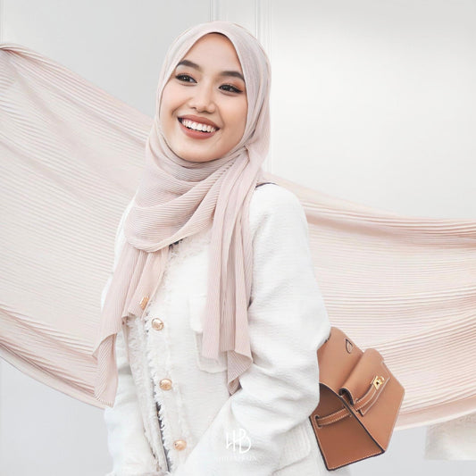 Ayesha Pleats Shawl Hijaberlin - Creamy