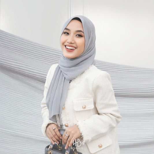 Ayesha Pleats Shawl Hijaberlin - Misty Grey