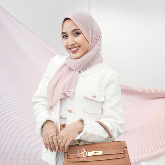 Ayesha Pleats Shawl Hijaberlin - Baby Pink