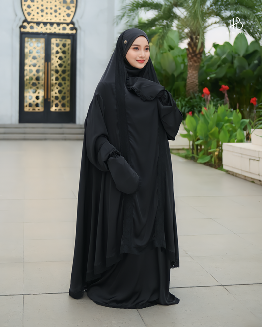 Ruqqayah Prayer Set Black - Hijaberlin