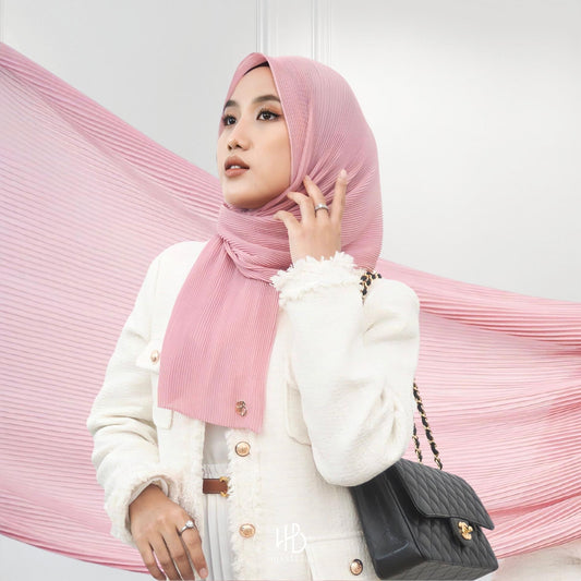 Ayesha Pleats Shawl Hijaberlin - Pinkish
