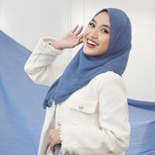 Ayesha Pleats Shawl Hijaberlin - Cornflower