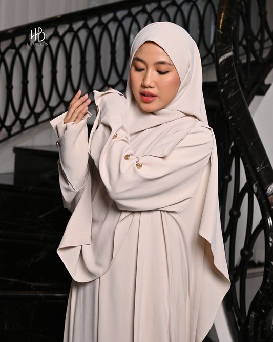 Hamnah Dress Set Khimar - Cream