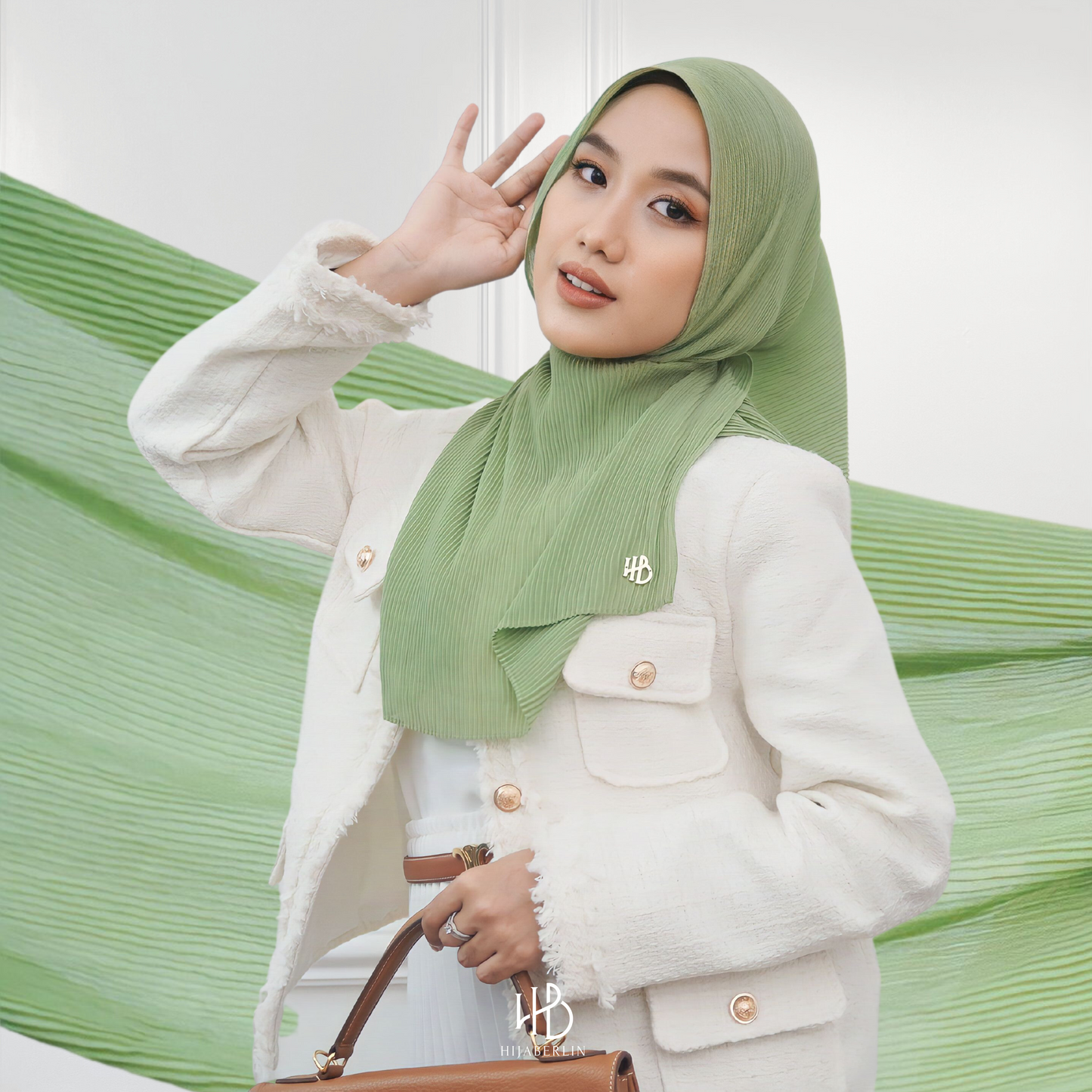 Ayesha Pleats Shawl Hijaberlin - Apple