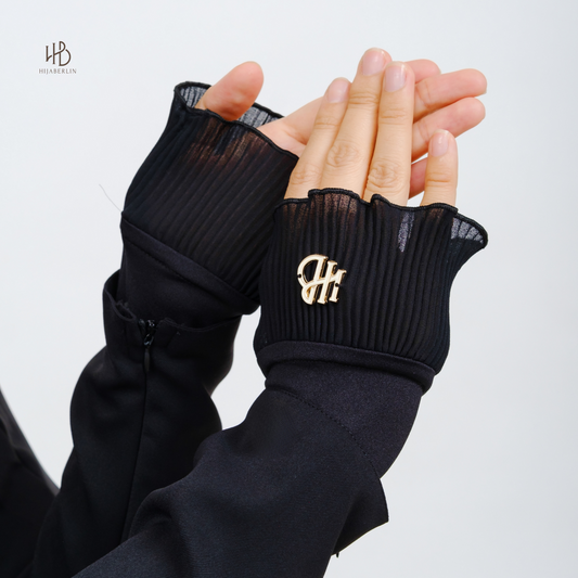 handsock ruffle hijaberlin bahan jersey premium untuk umrah dan haji warna putih hitam navy mocca abu broken white