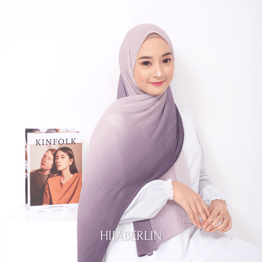 Mazia Pleats Shawl Ombre Hijaberlin - Lavender