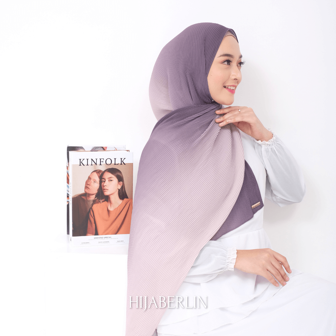 Mazia Pleats Shawl Ombre Hijaberlin - Lavender