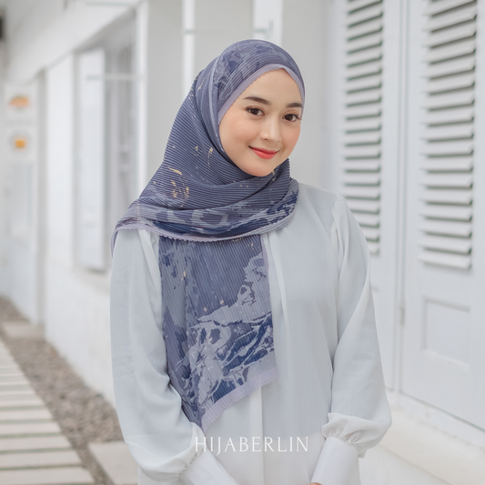 Marble Pleats Shawl Hijaberlin - Graphite