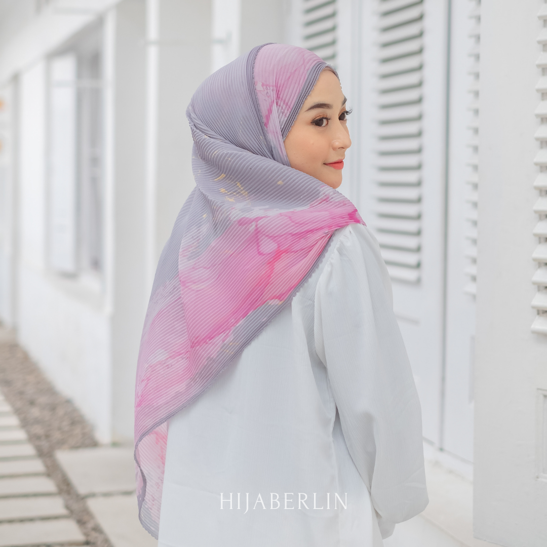 Marble Pleats Shawl Hijaberlin - Rose Quartz