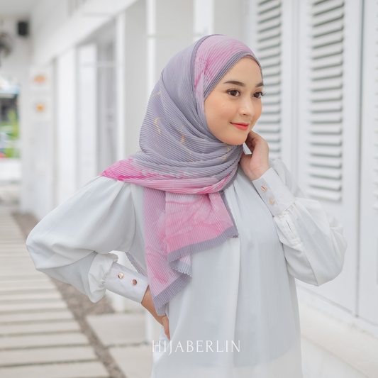 Marble Pleats Shawl Hijaberlin - Rose Quartz