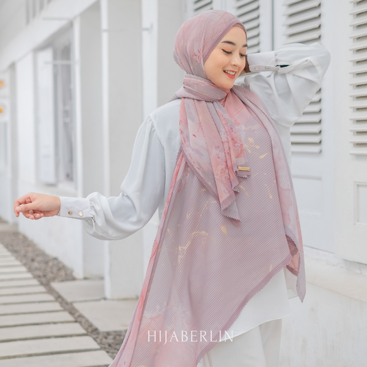 Marble Pleats Shawl Hijaberlin - Calcite