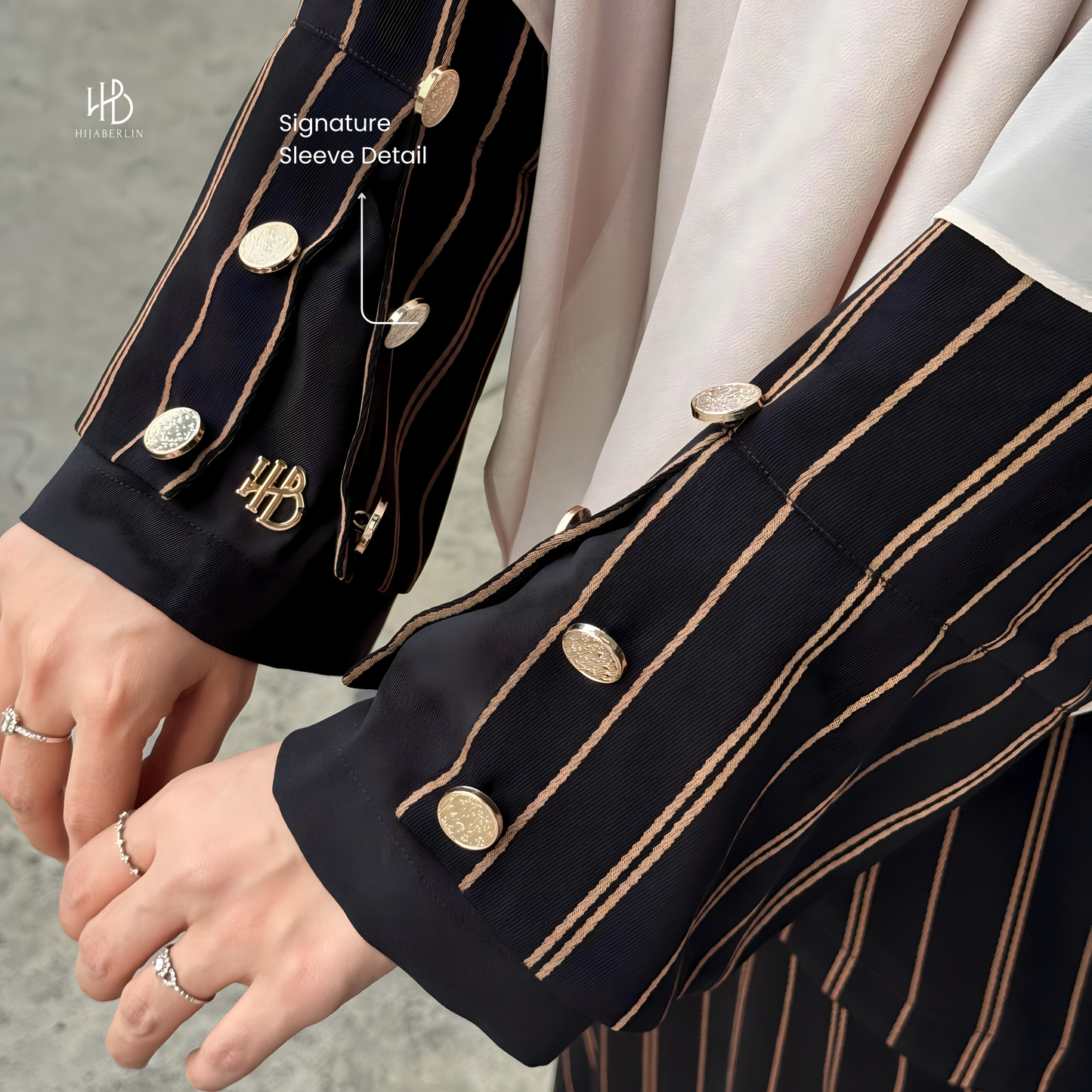 Lateefa Abaya - Black Stripe White