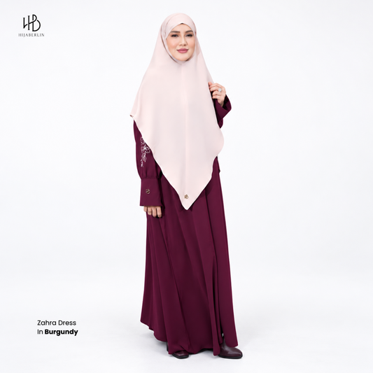 Zahra Dress Embroidery - Burgundy
