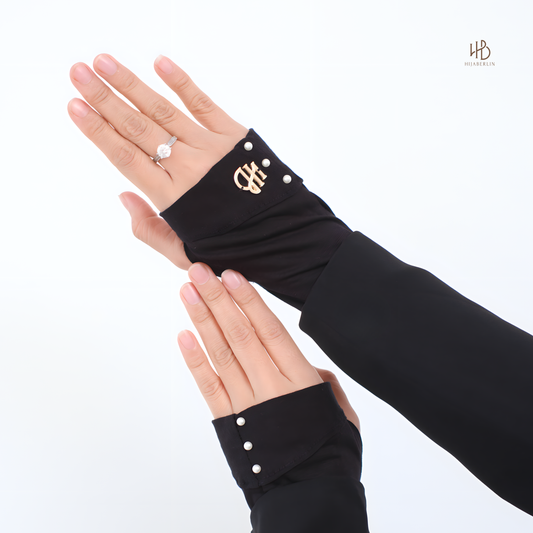 Handsock Pearl Hijaberlin untuk Umrah – Warna Netral, Detail Mutiara & Thumb Fit
