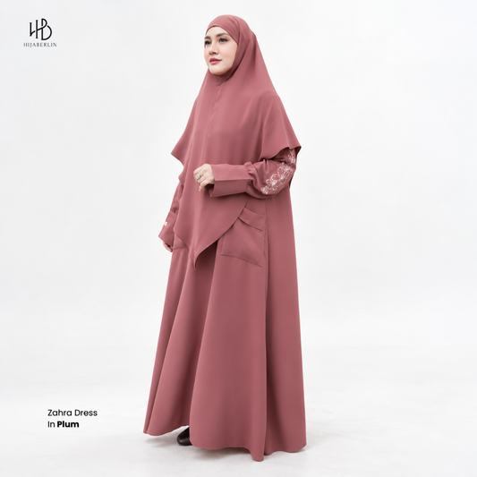 Zahra Dress Embroidery - Plum