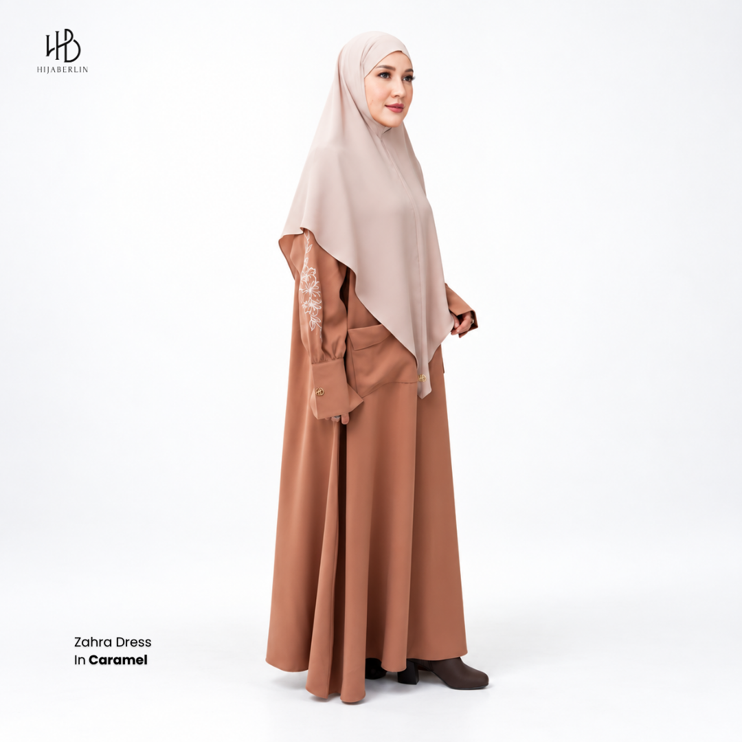 Zahra Dress Embroidery - Caramel