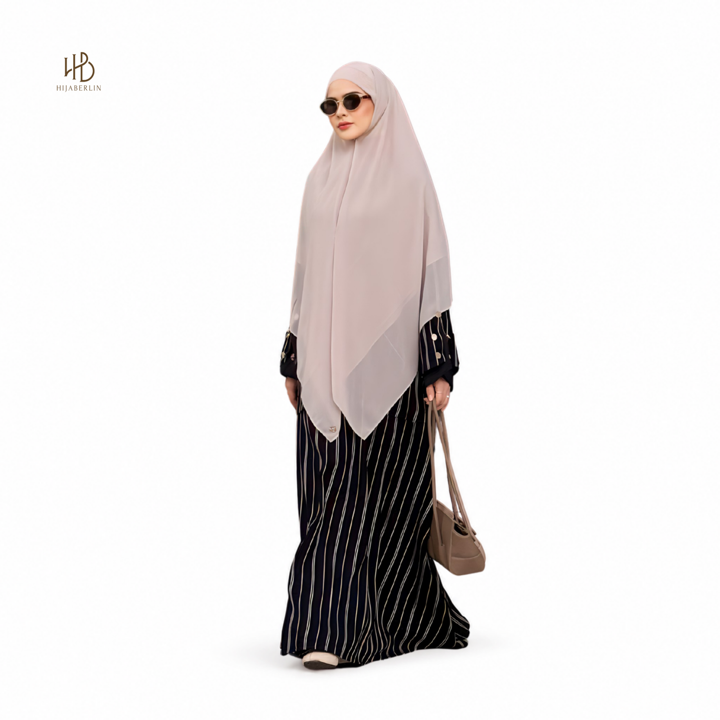Lateefa Abaya - Black Stripe White