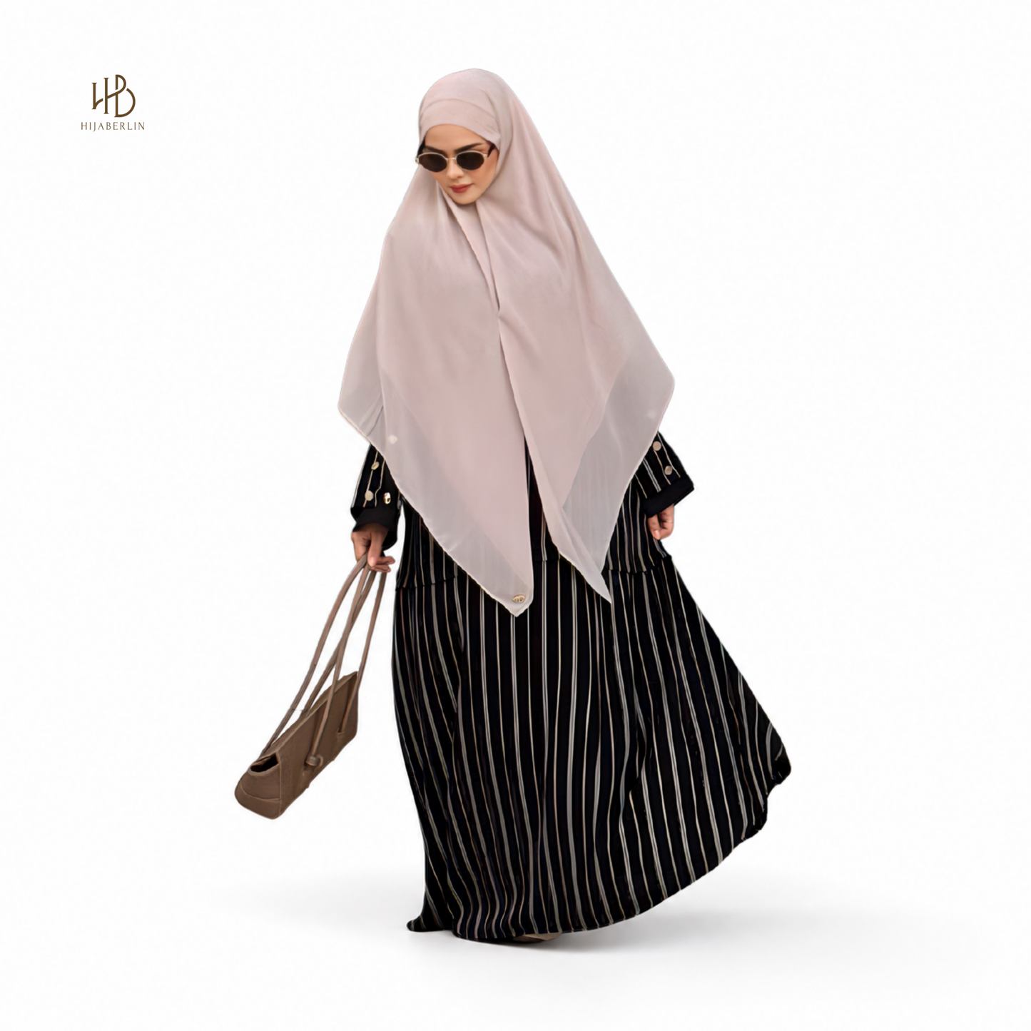 Lateefa Abaya - Black Stripe White
