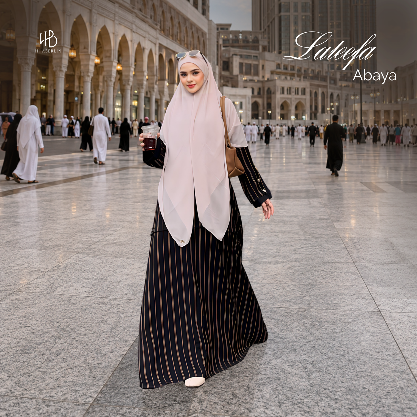 Lateefa Abaya - Black Stripe White