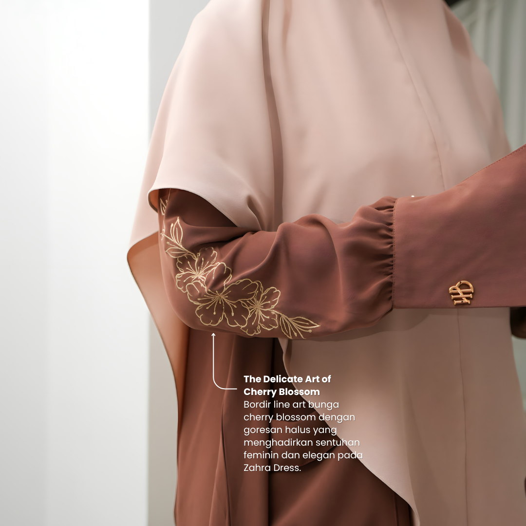 Zahra Dress Embroidery - Bitter Choco
