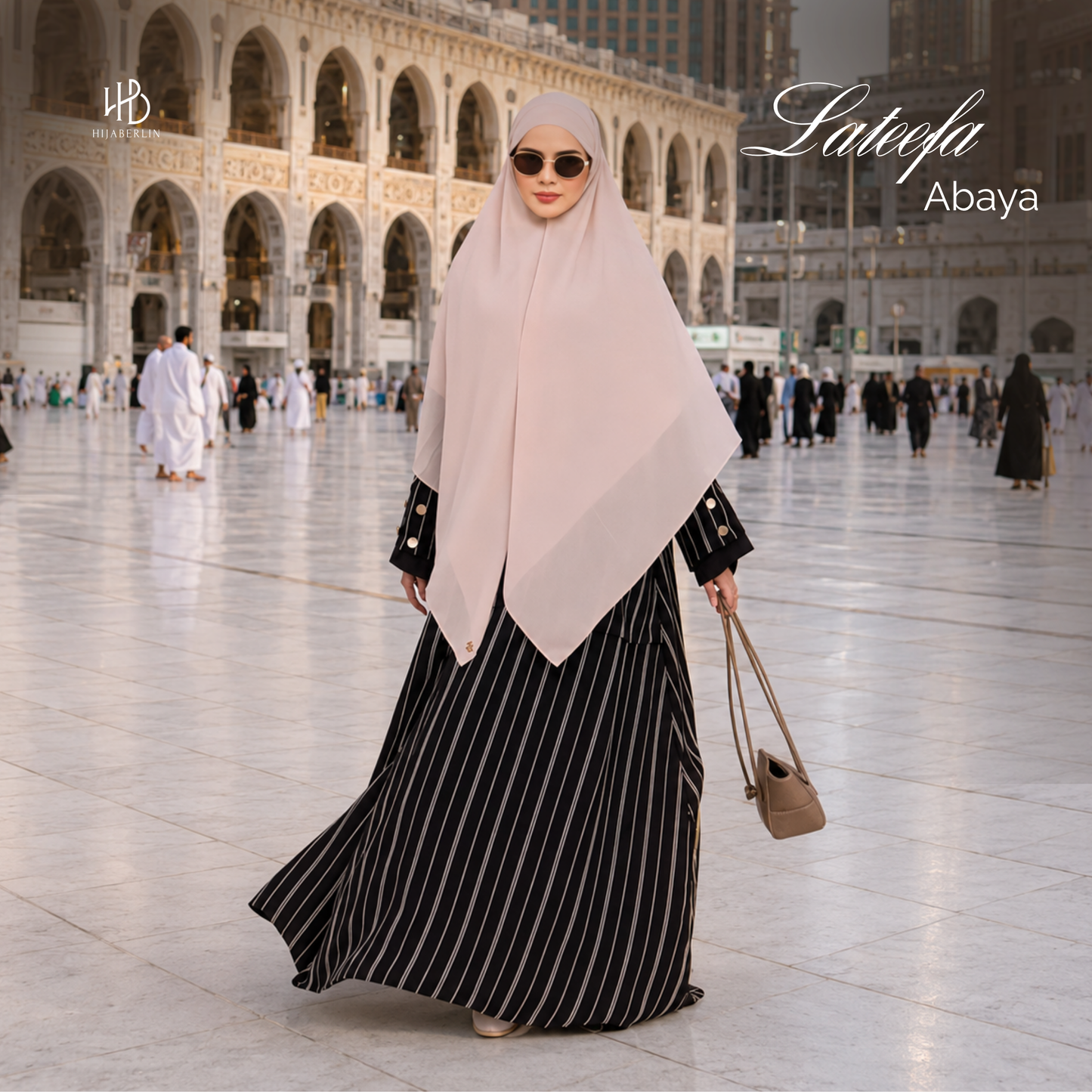Lateefa Abaya - Black Stripe Brown