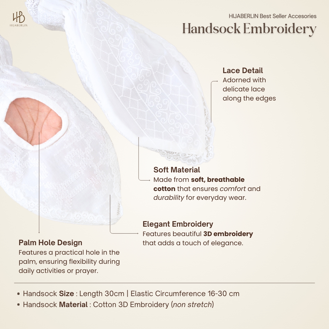 Handsock Solat Embroidery - Hijaberlin