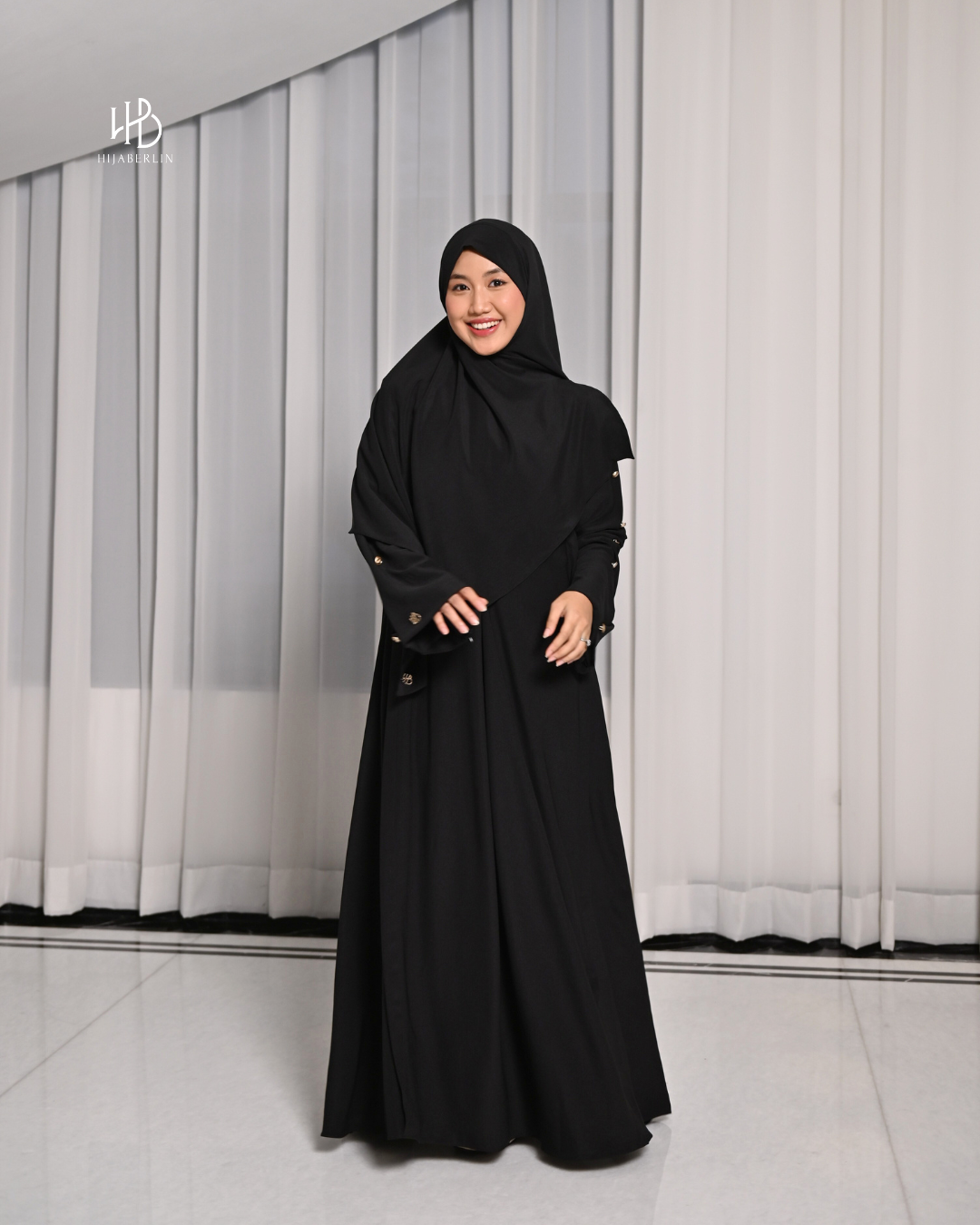 Hamnah Dress Set Khimar - Black