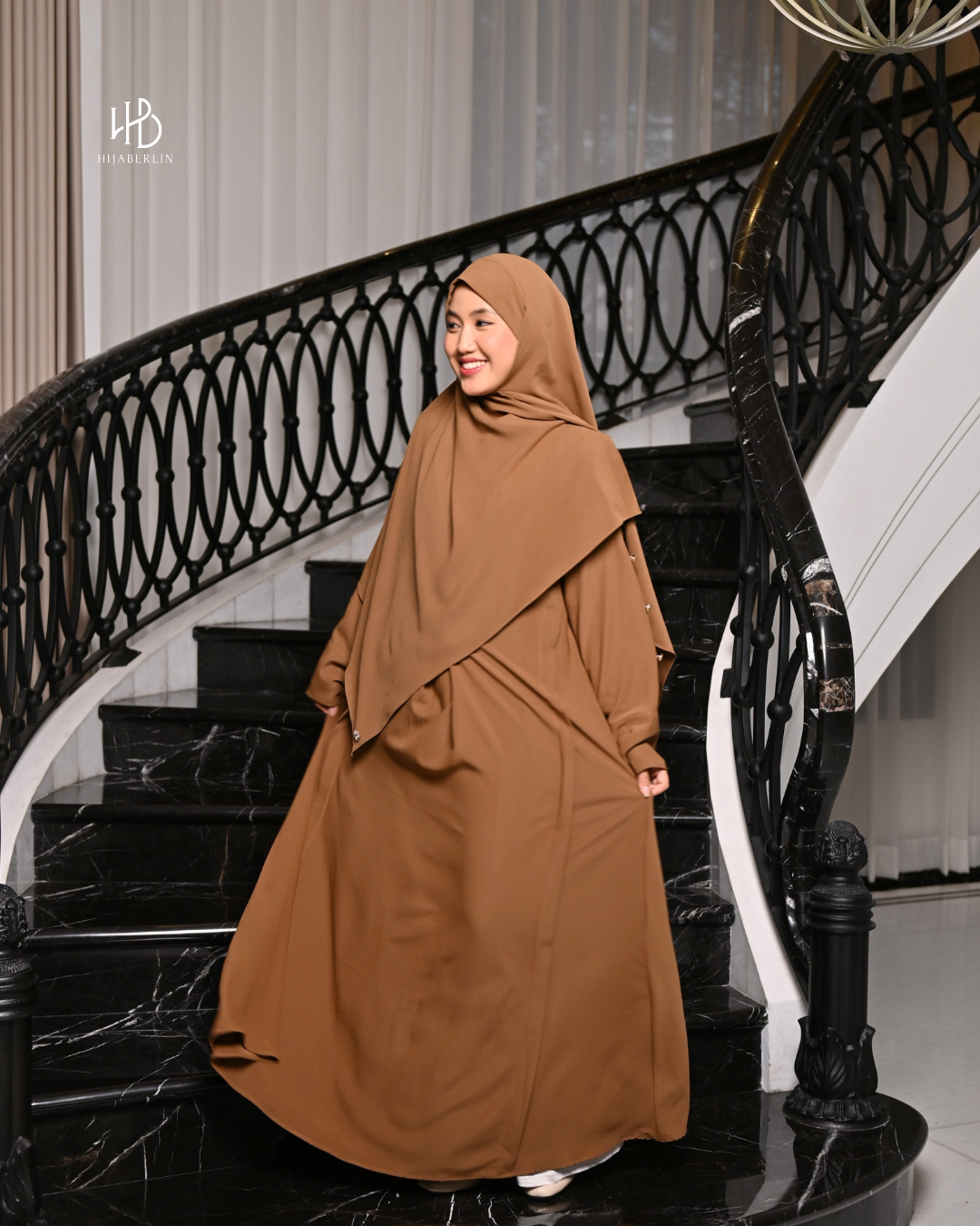Hamnah Dress Set Khimar - Hazelnut