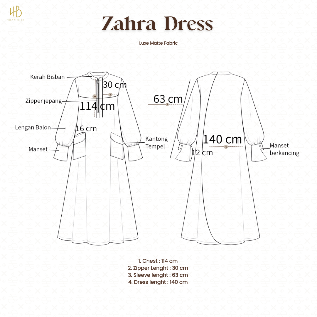 Zahra Dress Embroidery - Bitter Choco