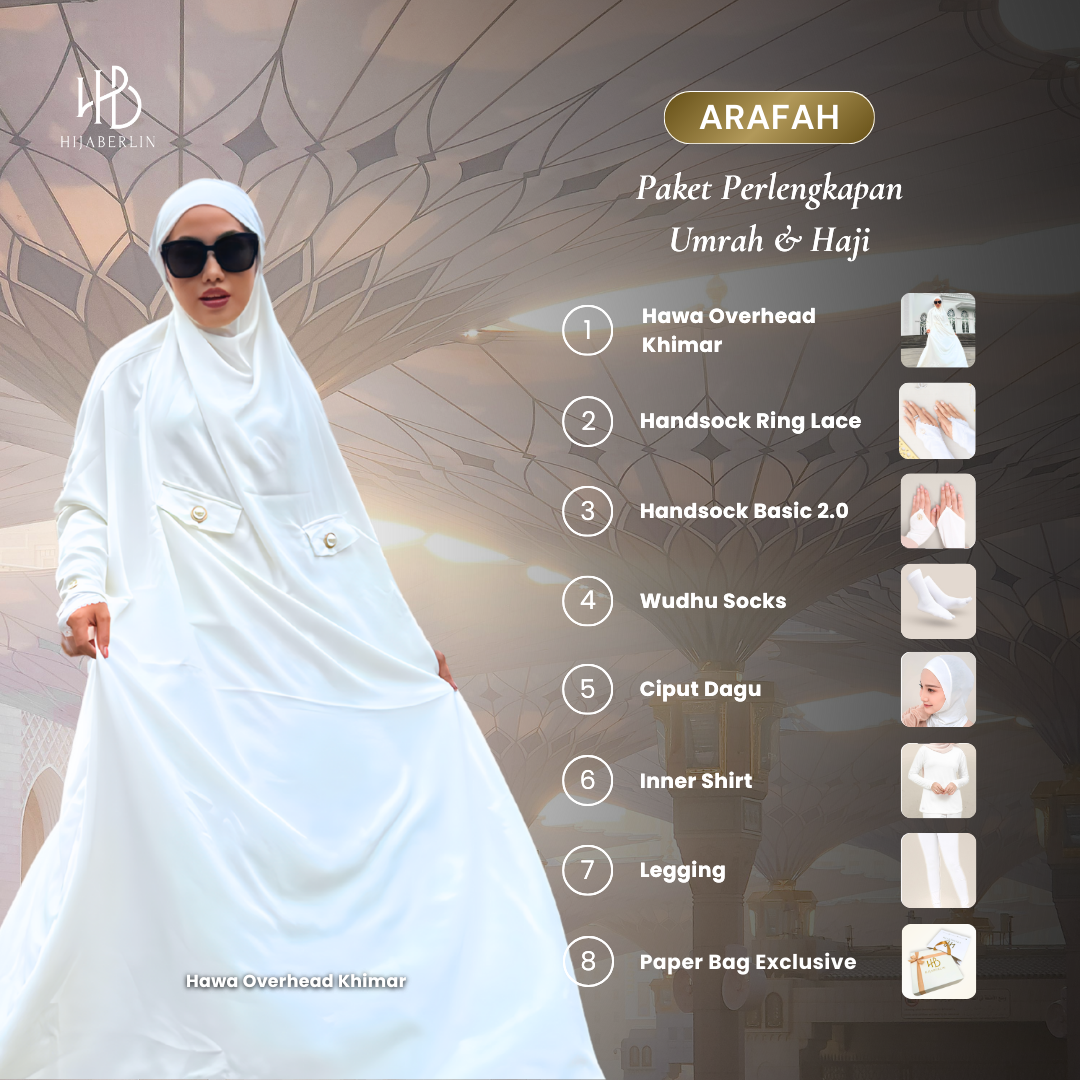 [SPECIAL UMRAH BUNDLING] Arafah Set Umroh Haji Bundling Gamis Aksesoris Premium Gift