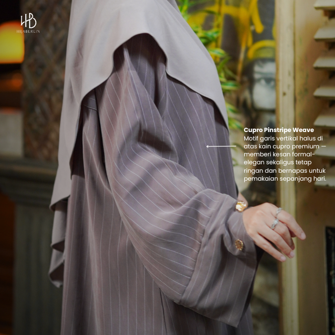 Salma Abaya Cupro Stripe - Deep Mahogany