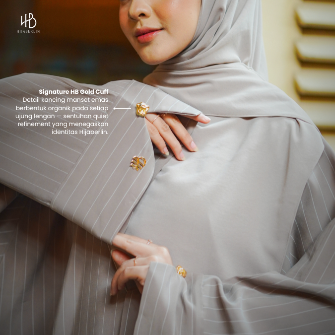 Salma Abaya Cupro Stripe - Deep Mahogany