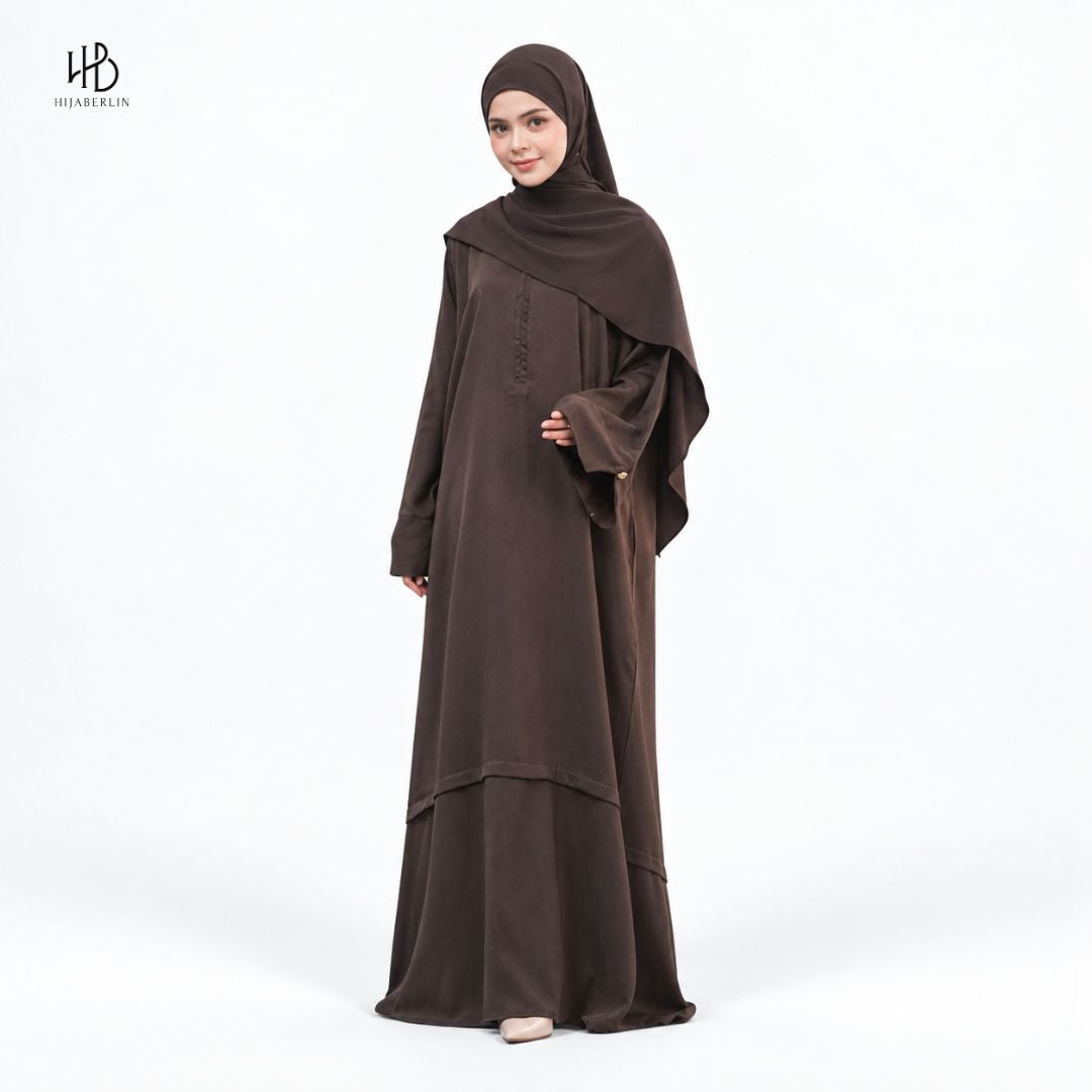 Salma Abaya Cupro Polos - Bitter Choco Polos