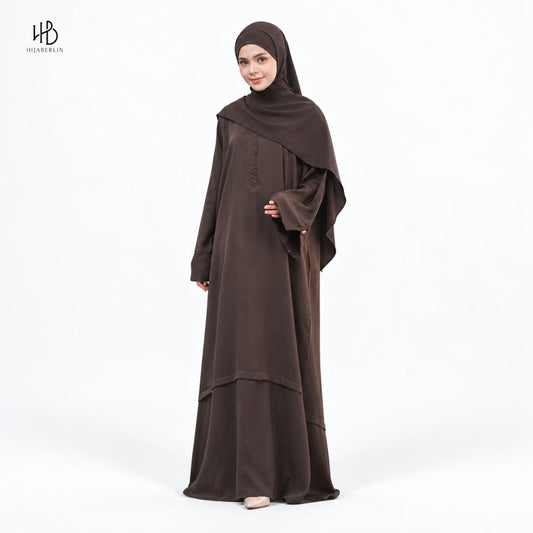 Salma Abaya Cupro Polos - Bitter Choco Polos