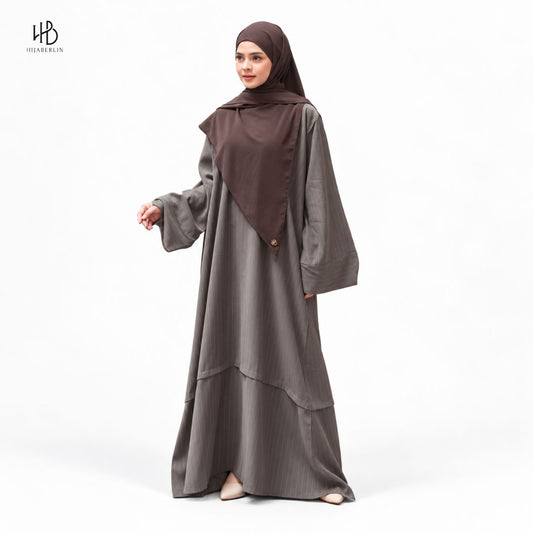 Salma Abaya Cupro Stripe - Deep Mahogany