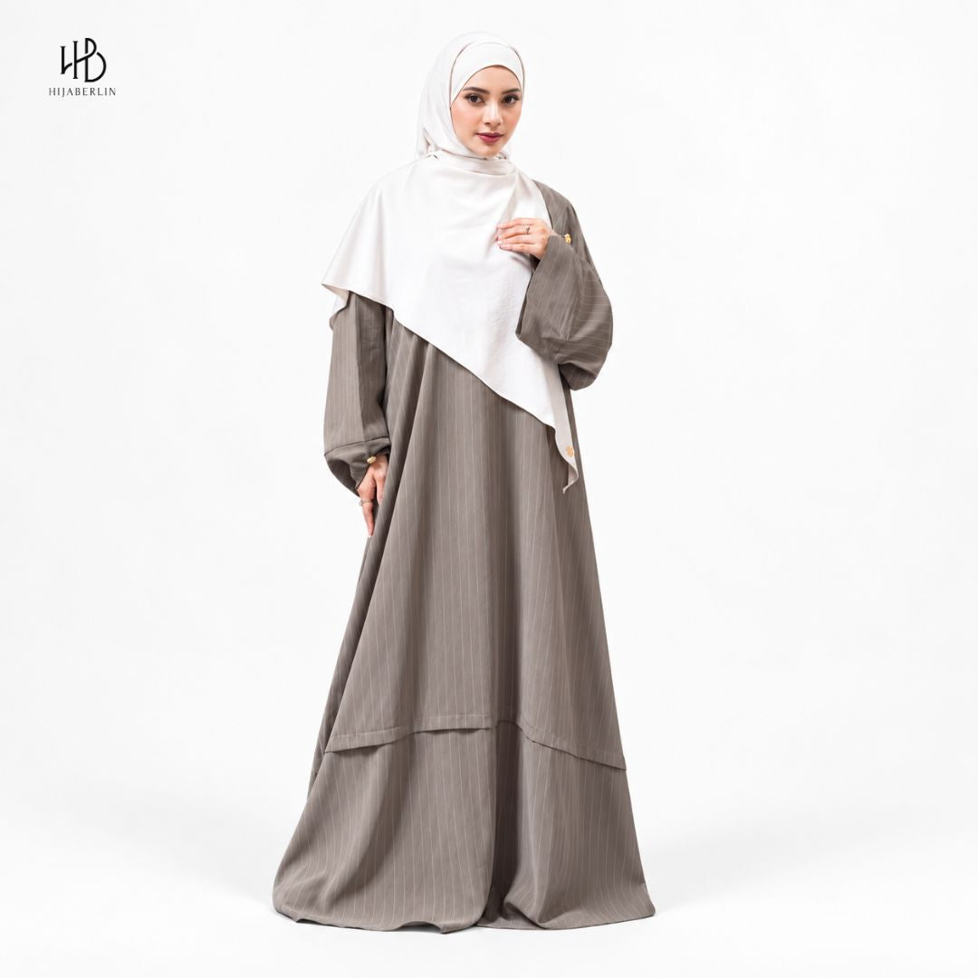 Salma Abaya Cupro Stripe - Olive