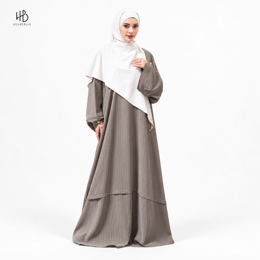 Salma Abaya Cupro Stripe - Olive