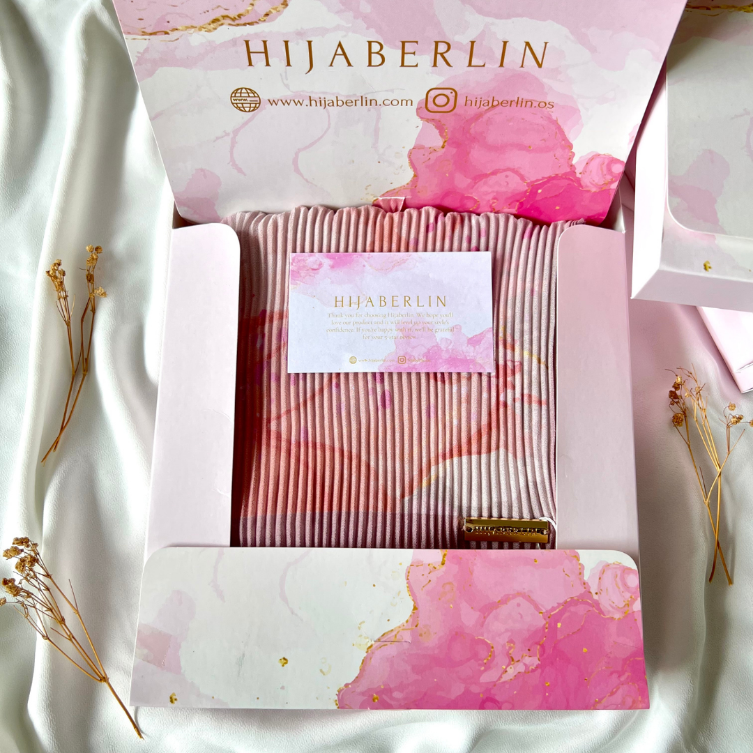 Marble Pleats Shawl Hijaberlin - Rose Quartz